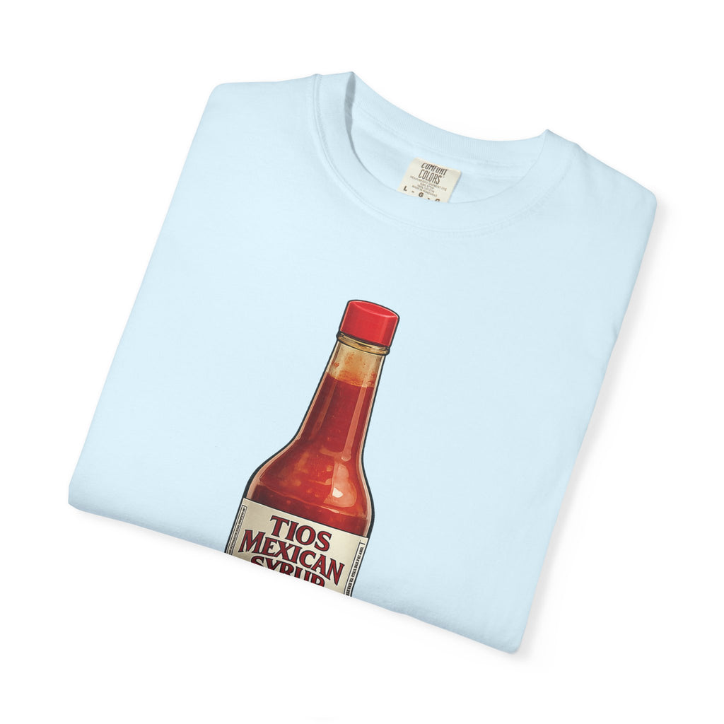 Hot Sauce T-Shirt — “El Tio Loco” Mexican Syrup Bottle Graphic Tee