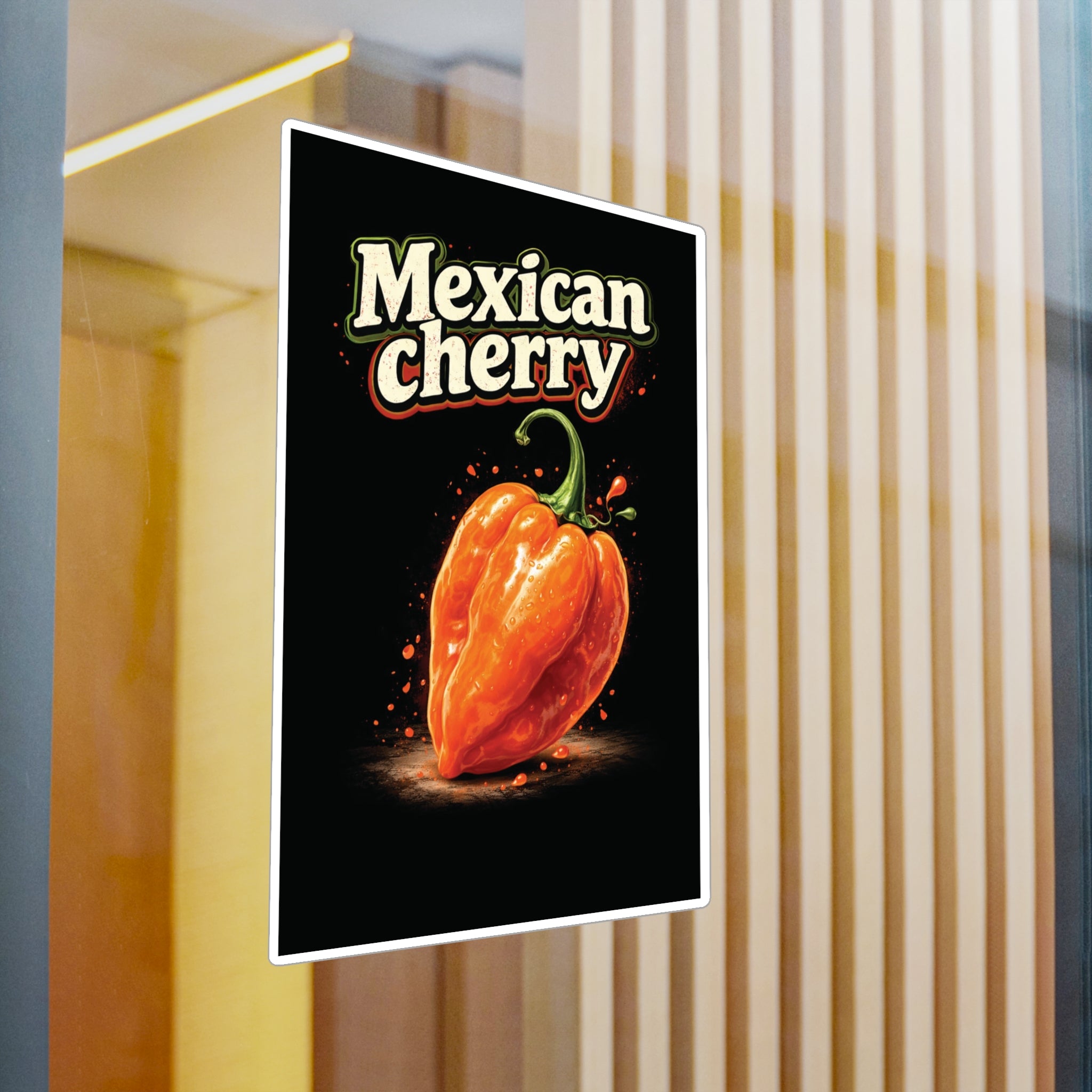 Mexican Cherry Sticker — Habanero Pepper Kiss-Cut Vinyl Decal