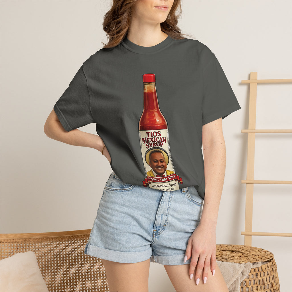 Hot Sauce T-Shirt — “El Tio Loco” Mexican Syrup Bottle Graphic Tee