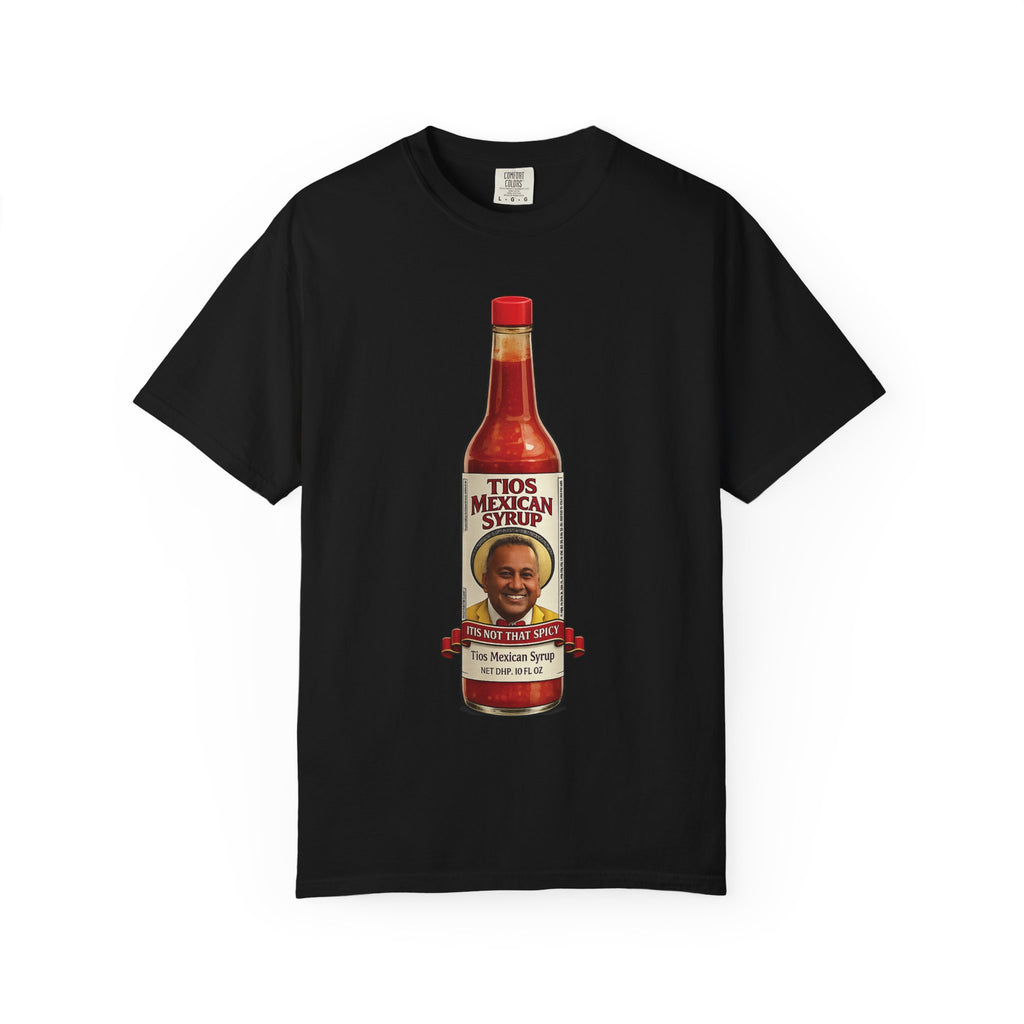 Hot Sauce T-Shirt — “El Tio Loco” Mexican Syrup Bottle Graphic Tee
