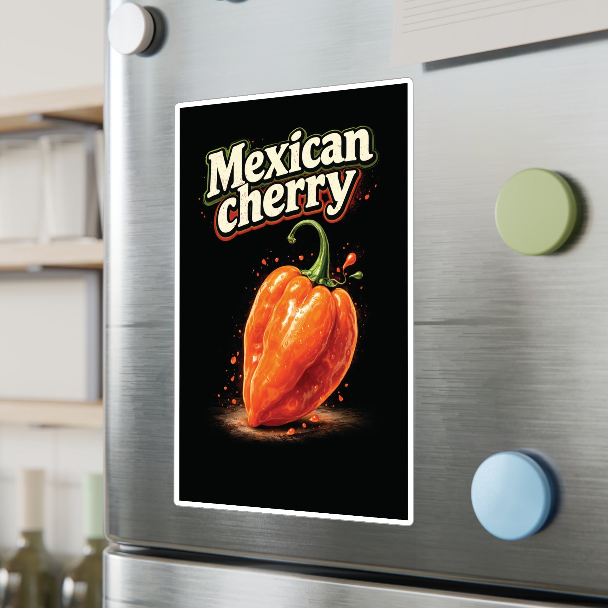 Mexican Cherry Sticker — Habanero Pepper Kiss-Cut Vinyl Decal