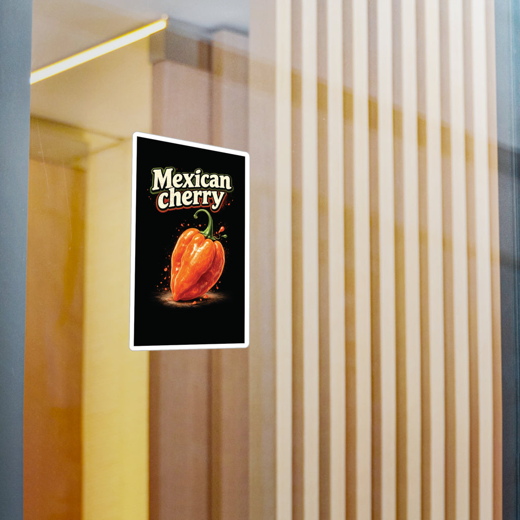 Mexican Cherry Sticker — Habanero Pepper Kiss-Cut Vinyl Decal