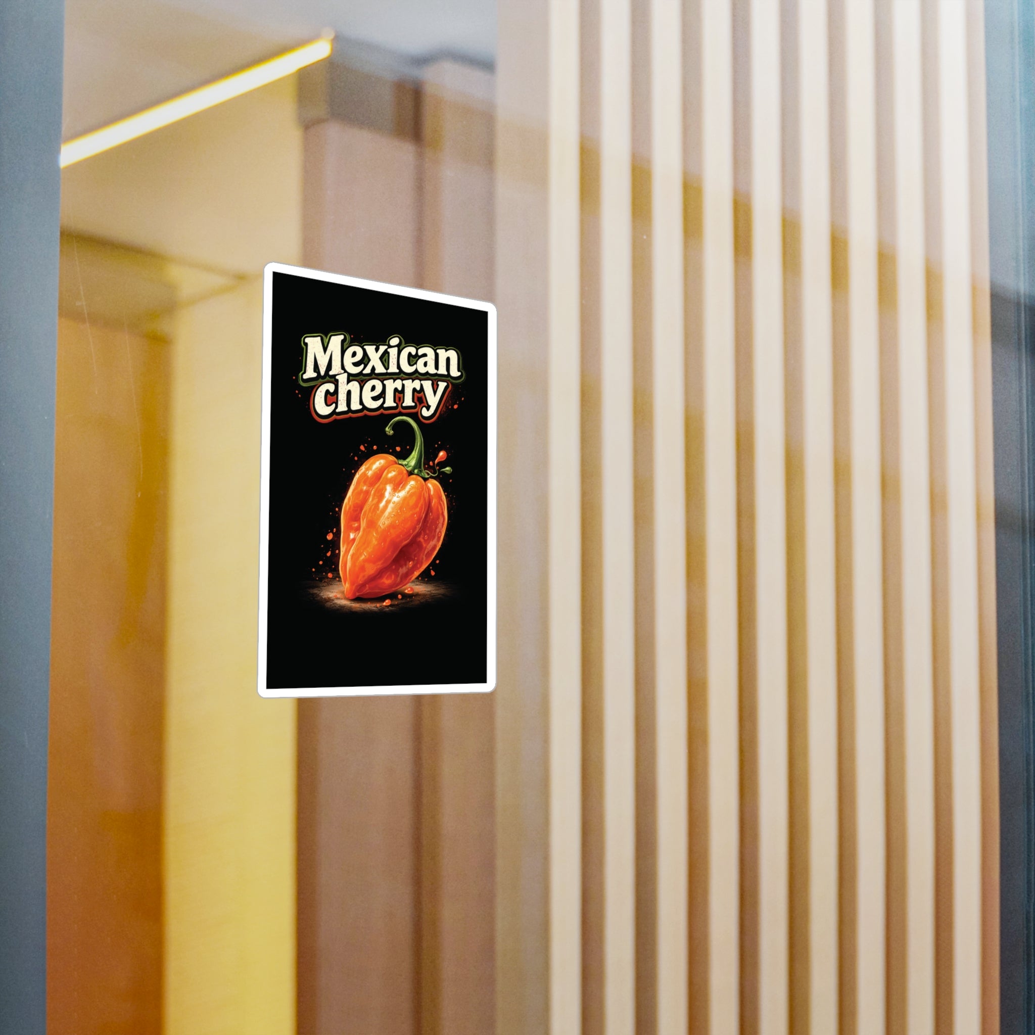 Mexican Cherry Sticker — Habanero Pepper Kiss-Cut Vinyl Decal