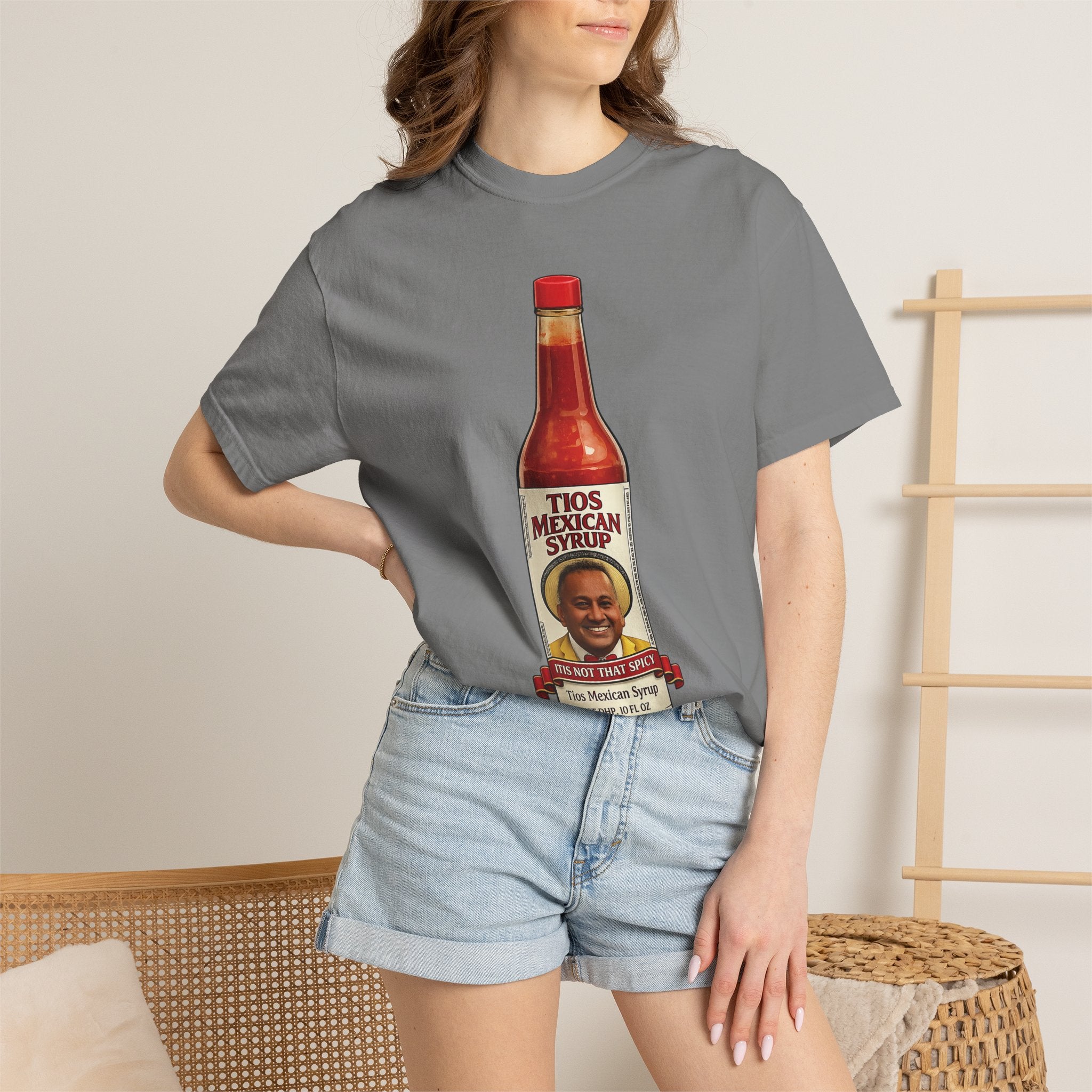 Hot Sauce T-Shirt — “El Tio Loco” Mexican Syrup Bottle Graphic Tee