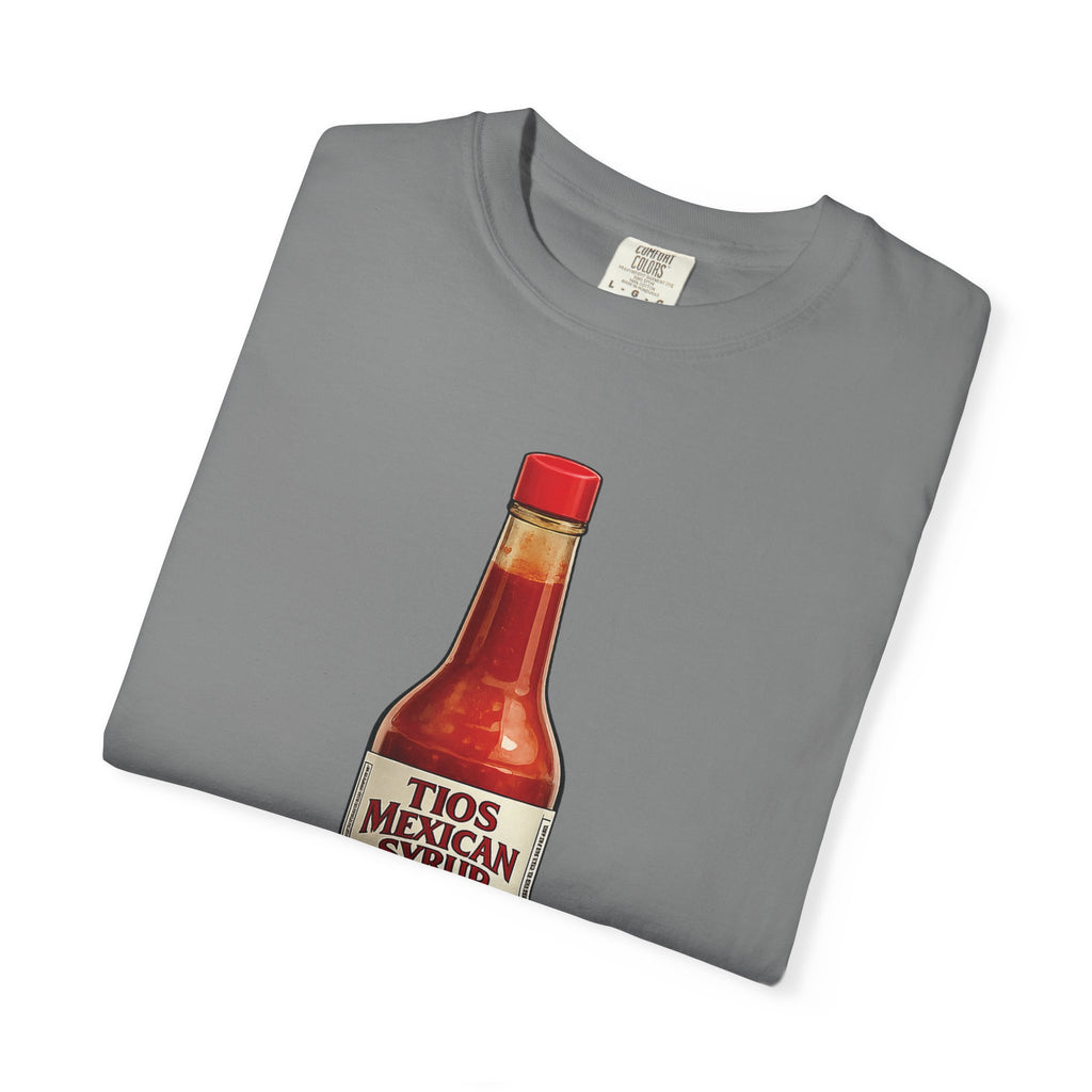 Hot Sauce T-Shirt — “El Tio Loco” Mexican Syrup Bottle Graphic Tee