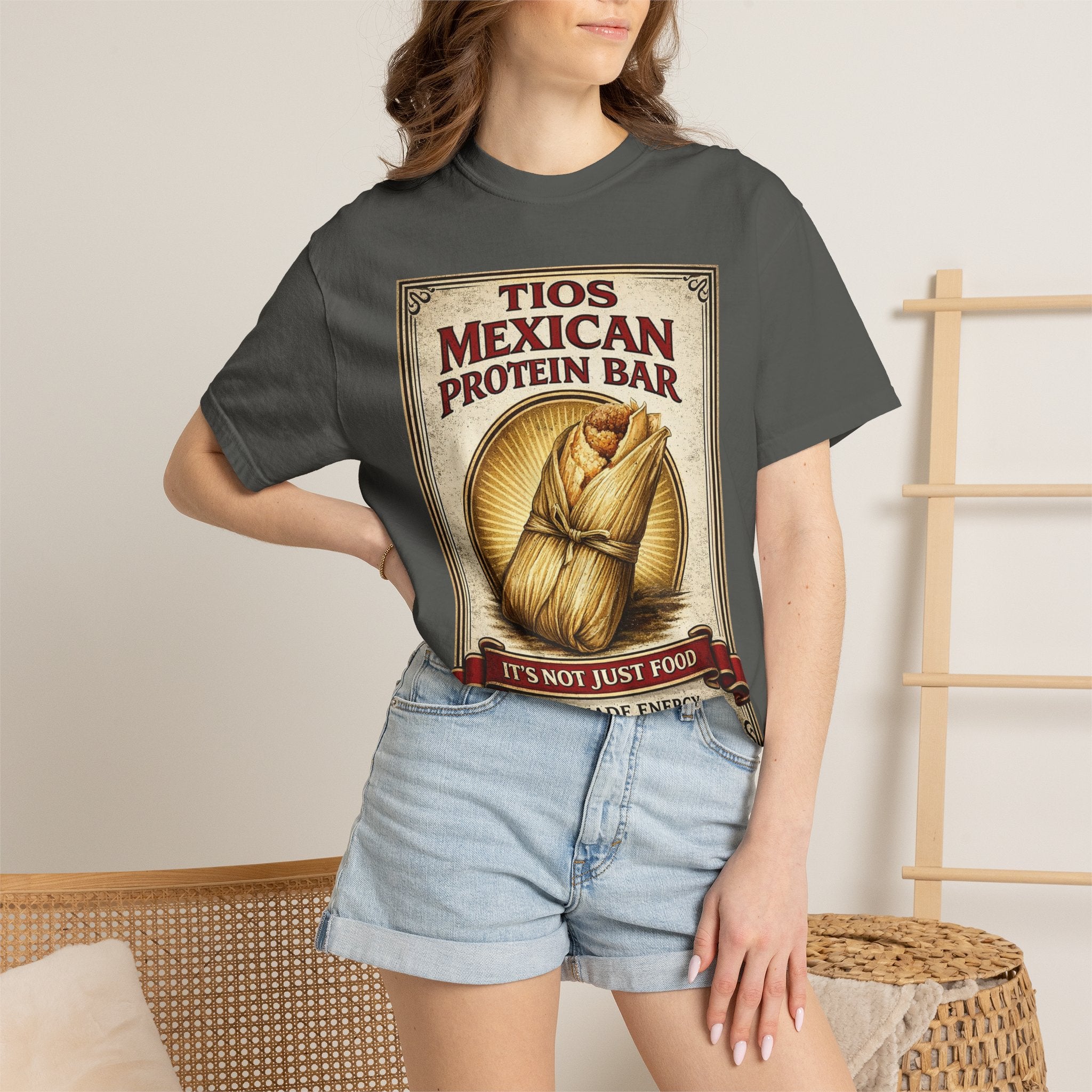 T-Shirt — "Tios Mexican Protein Bar" Vintage Tamale Design