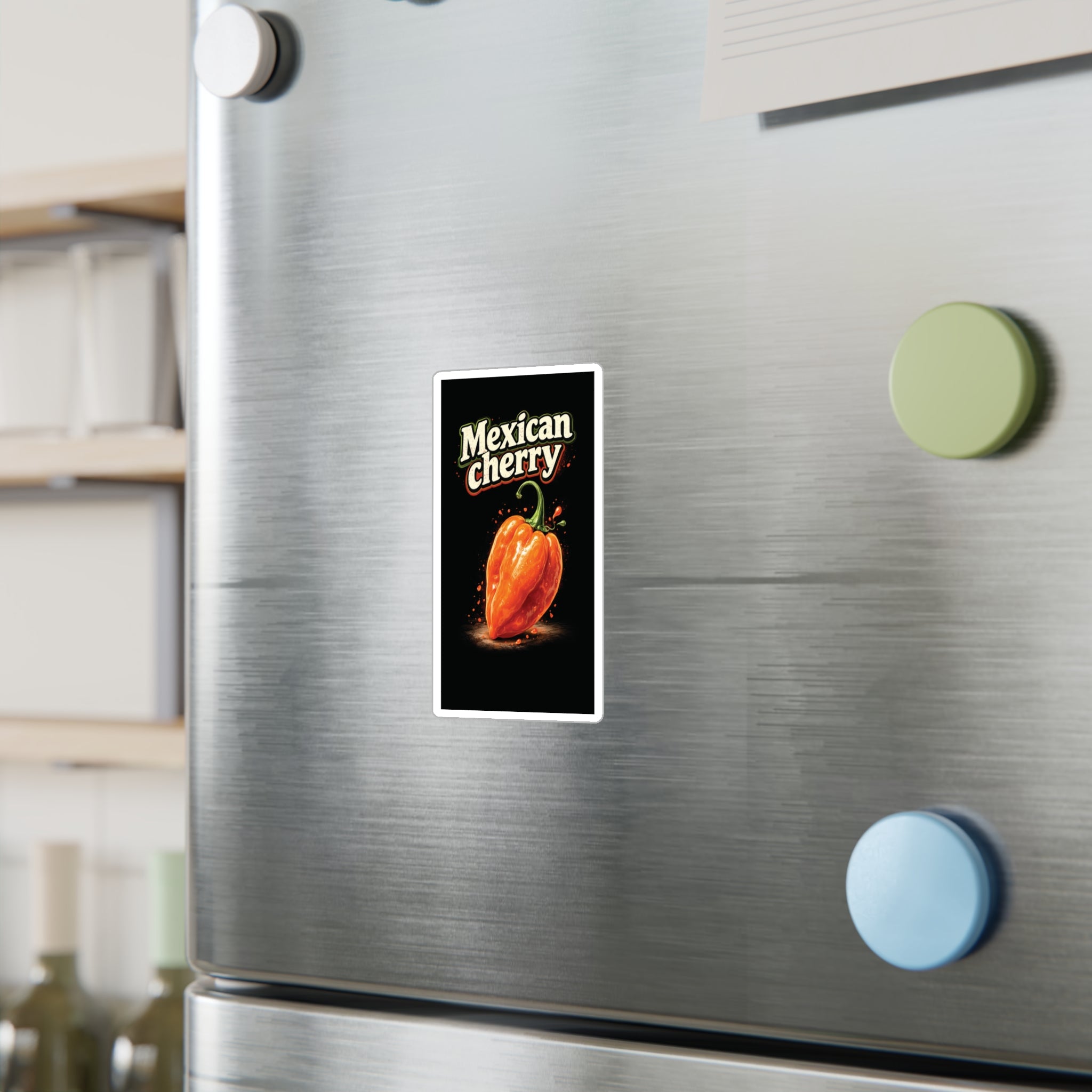 Mexican Cherry Sticker — Habanero Pepper Kiss-Cut Vinyl Decal