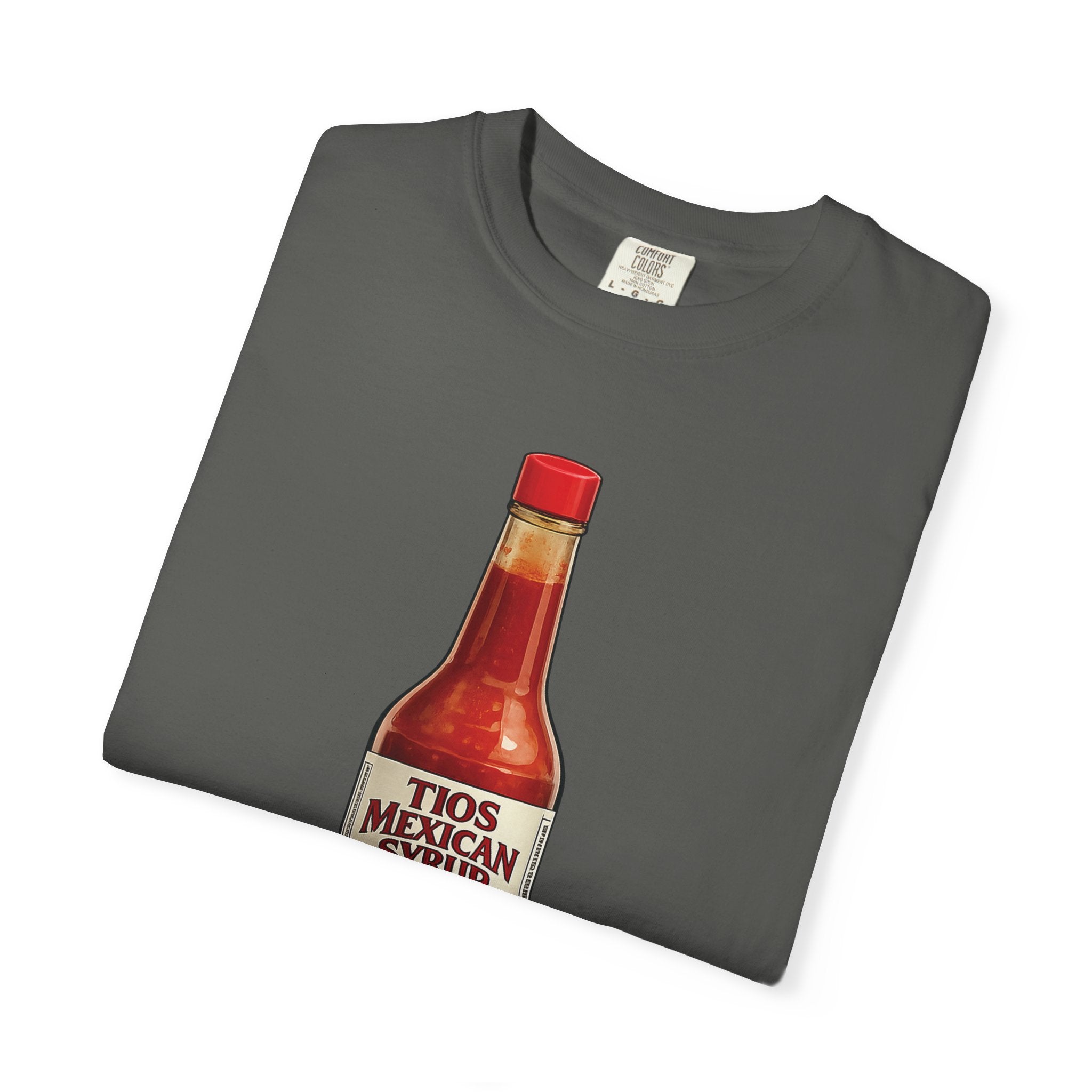 Hot Sauce T-Shirt — “El Tio Loco” Mexican Syrup Bottle Graphic Tee