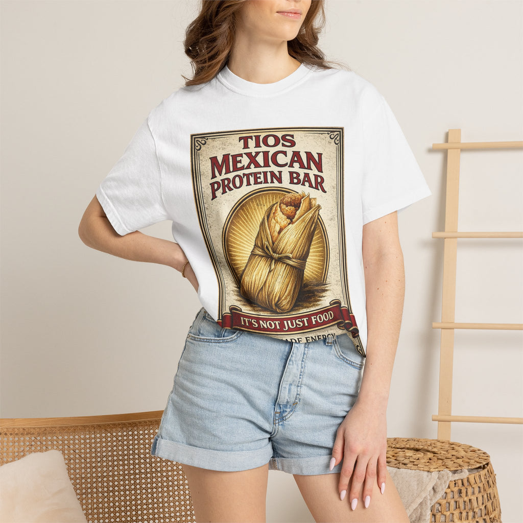 T-Shirt — "Tios Mexican Protein Bar" Vintage Tamale Design