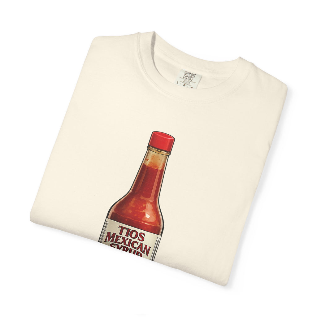 Hot Sauce T-Shirt — “El Tio Loco” Mexican Syrup Bottle Graphic Tee