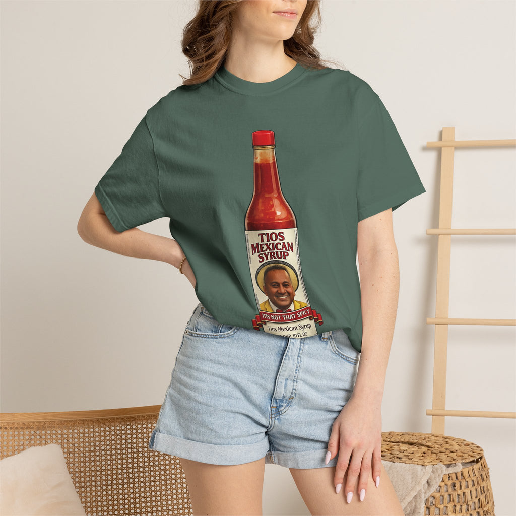 Hot Sauce T-Shirt — “El Tio Loco” Mexican Syrup Bottle Graphic Tee