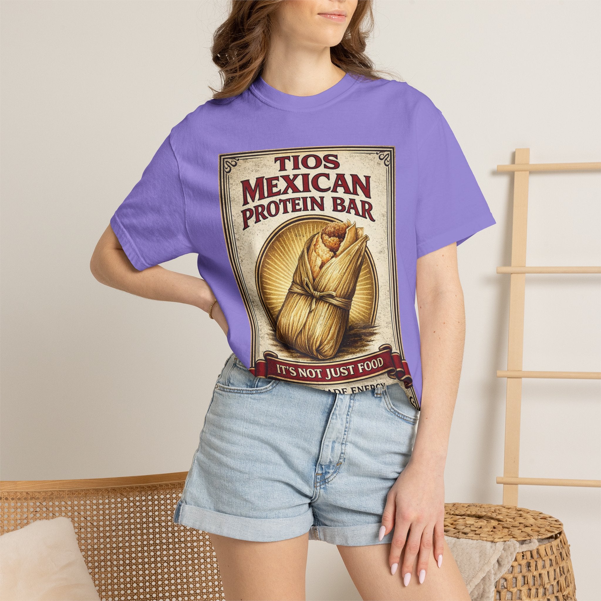 T-Shirt — "Tios Mexican Protein Bar" Vintage Tamale Design