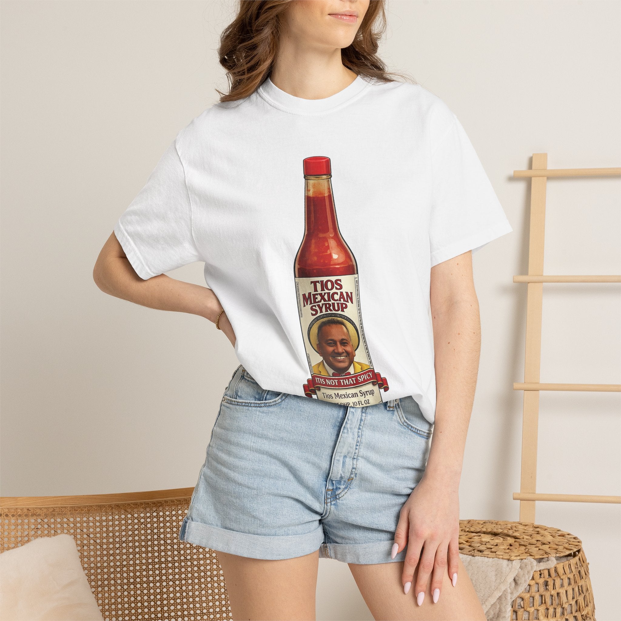 Hot Sauce T-Shirt — “El Tio Loco” Mexican Syrup Bottle Graphic Tee