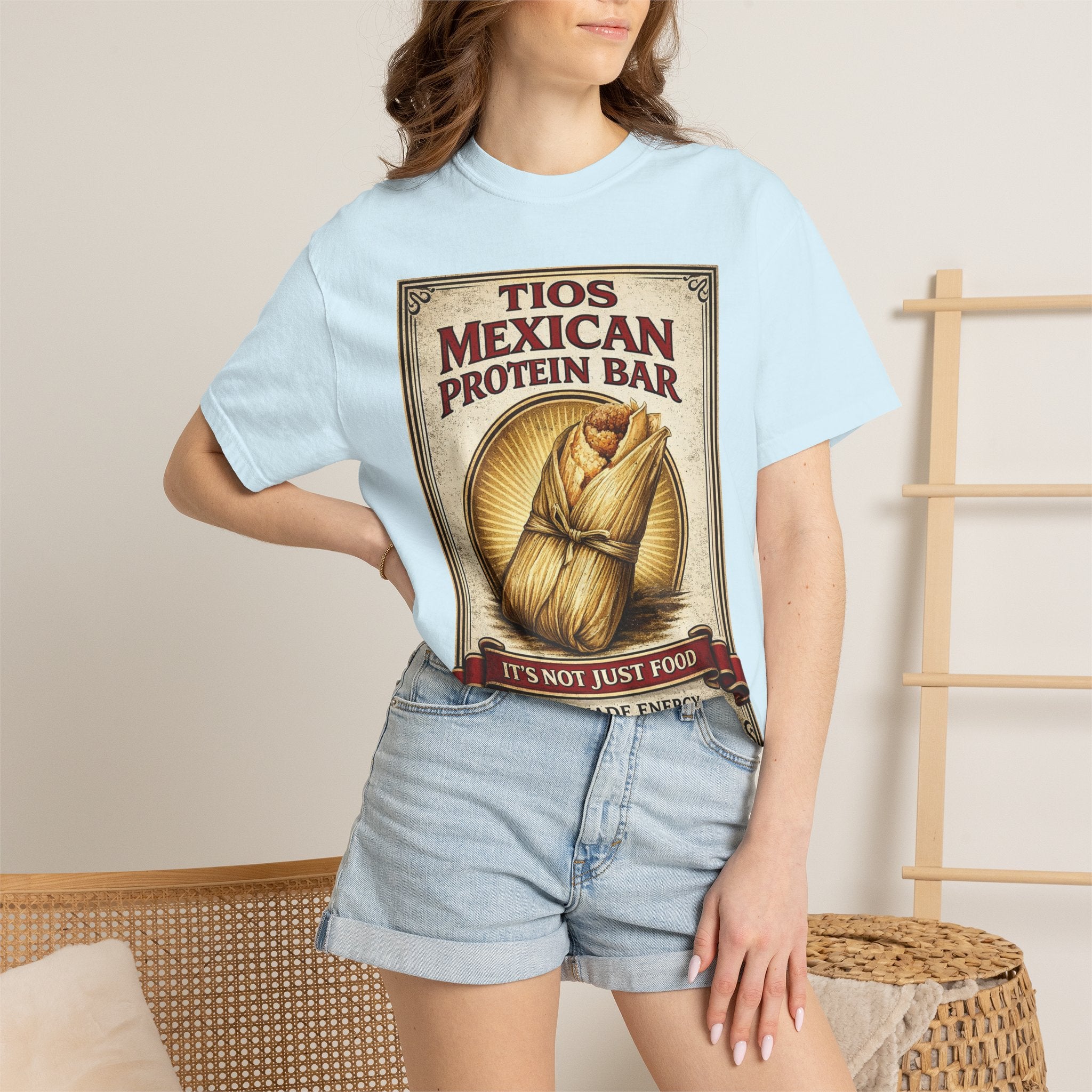 T-Shirt — "Tios Mexican Protein Bar" Vintage Tamale Design