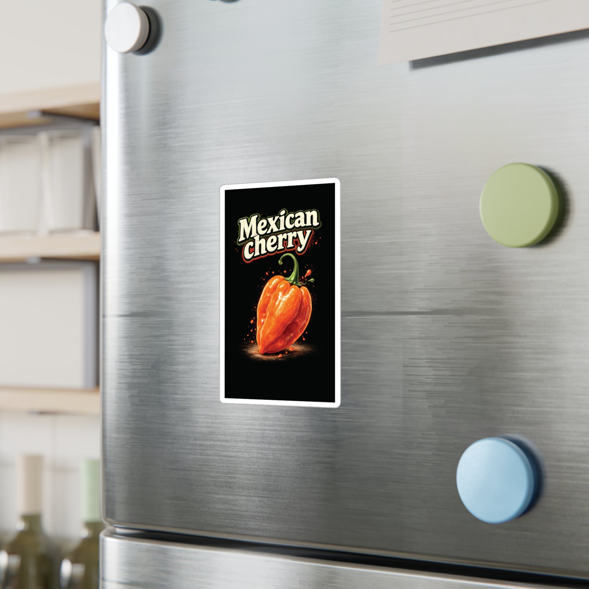Mexican Cherry Sticker — Habanero Pepper Kiss-Cut Vinyl Decal