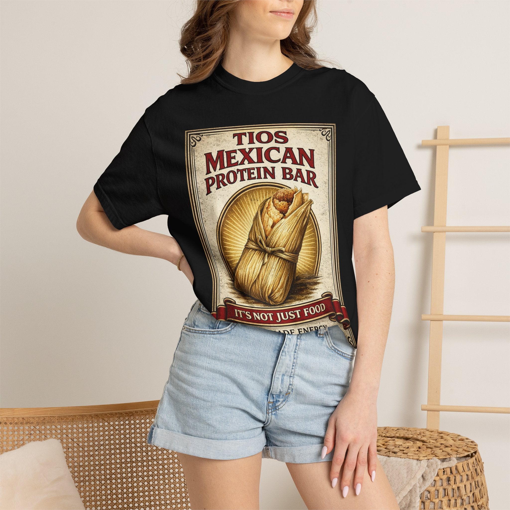 T-Shirt — "Tios Mexican Protein Bar" Vintage Tamale Design