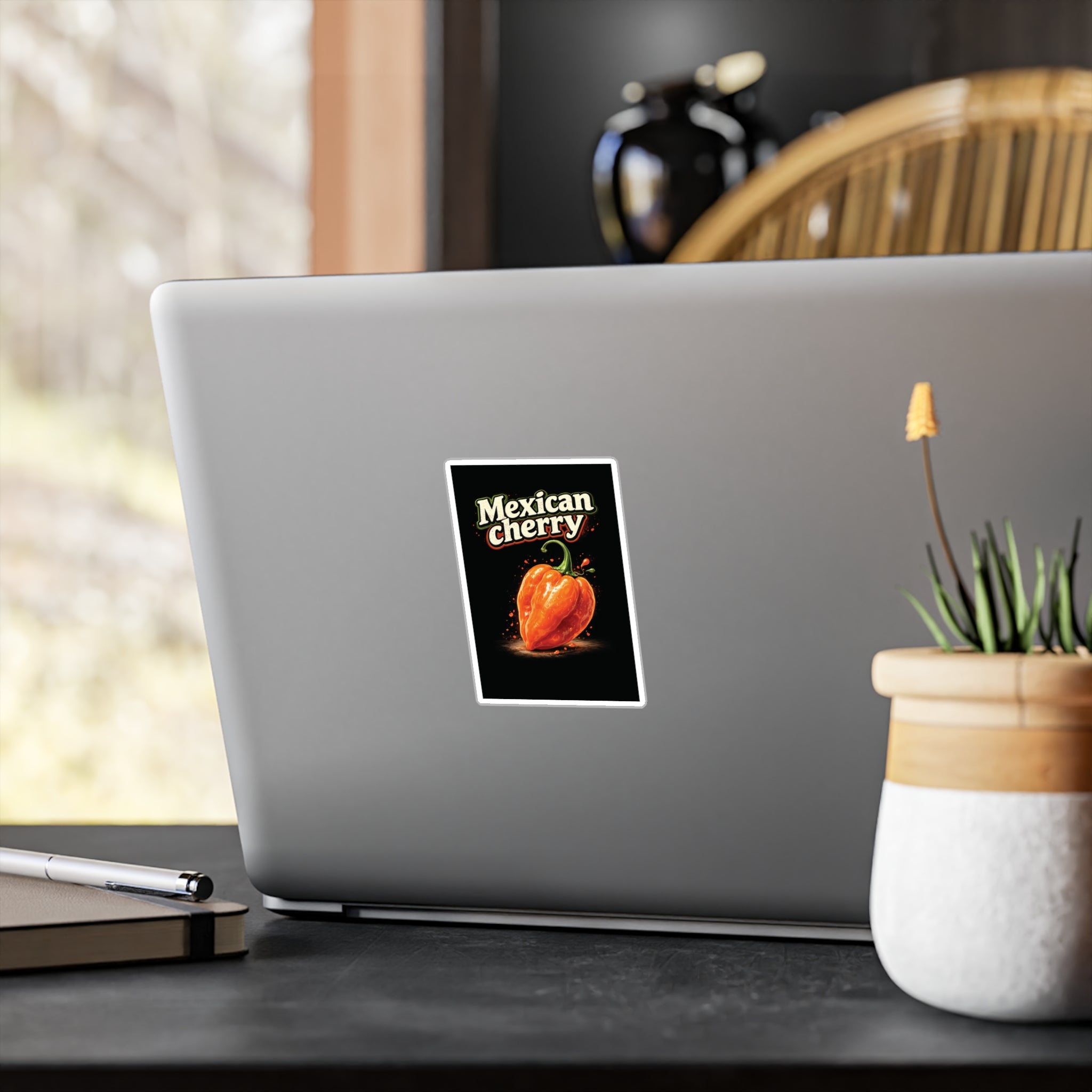 Mexican Cherry Sticker — Habanero Pepper Kiss-Cut Vinyl Decal