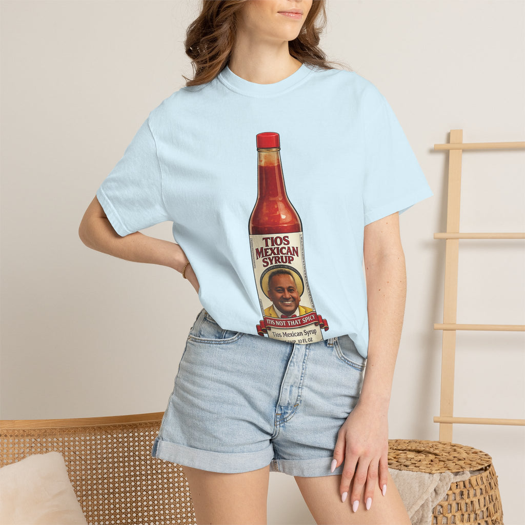 Hot Sauce T-Shirt — “El Tio Loco” Mexican Syrup Bottle Graphic Tee
