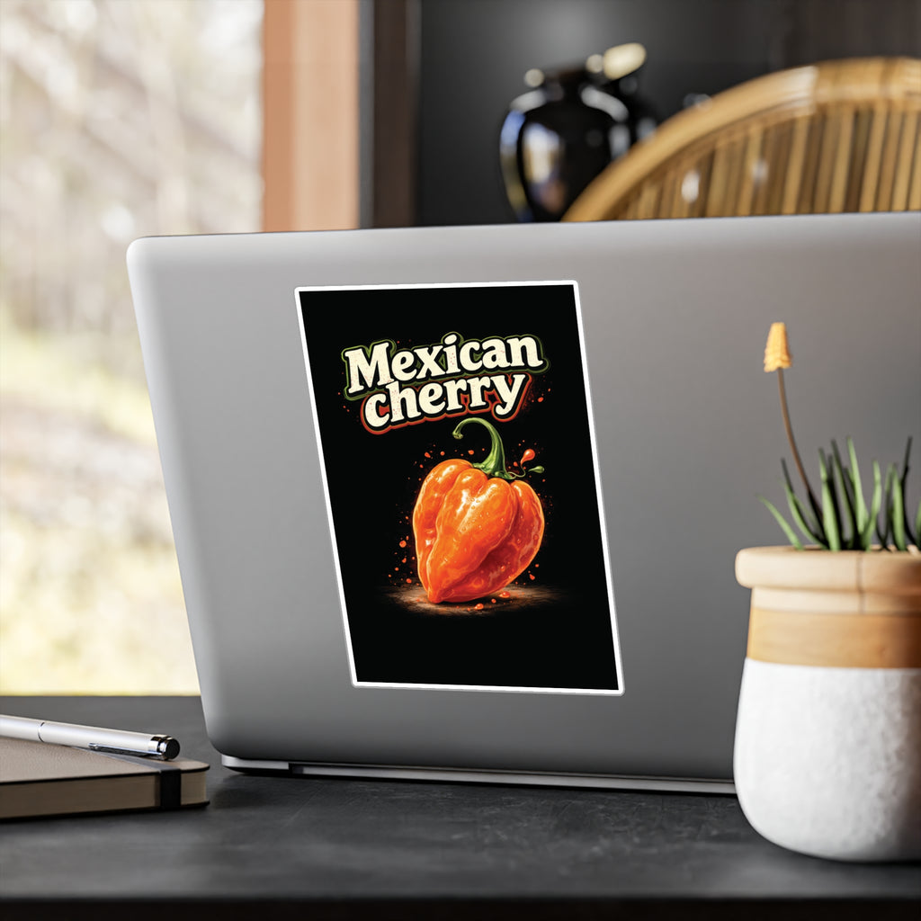 Mexican Cherry Sticker — Habanero Pepper Kiss-Cut Vinyl Decal