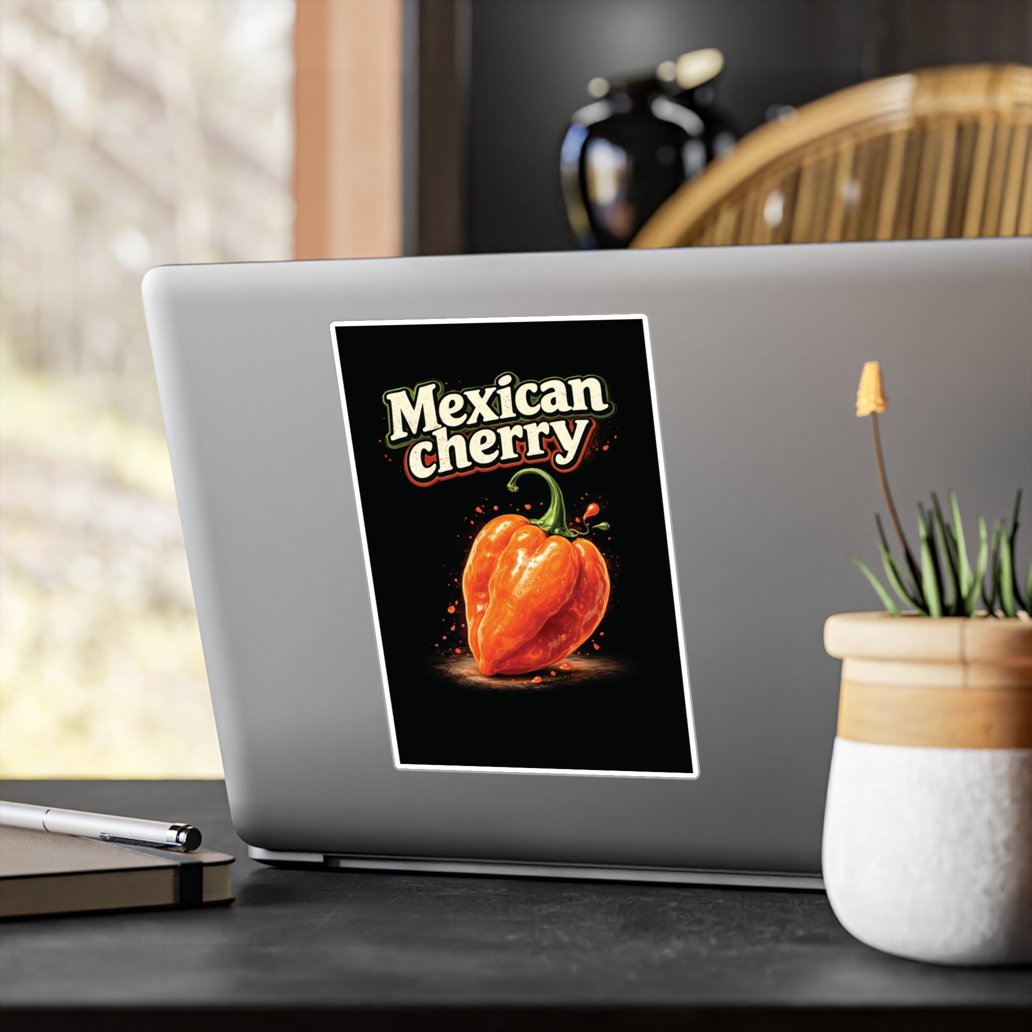 Mexican Cherry Sticker — Habanero Pepper Kiss-Cut Vinyl Decal