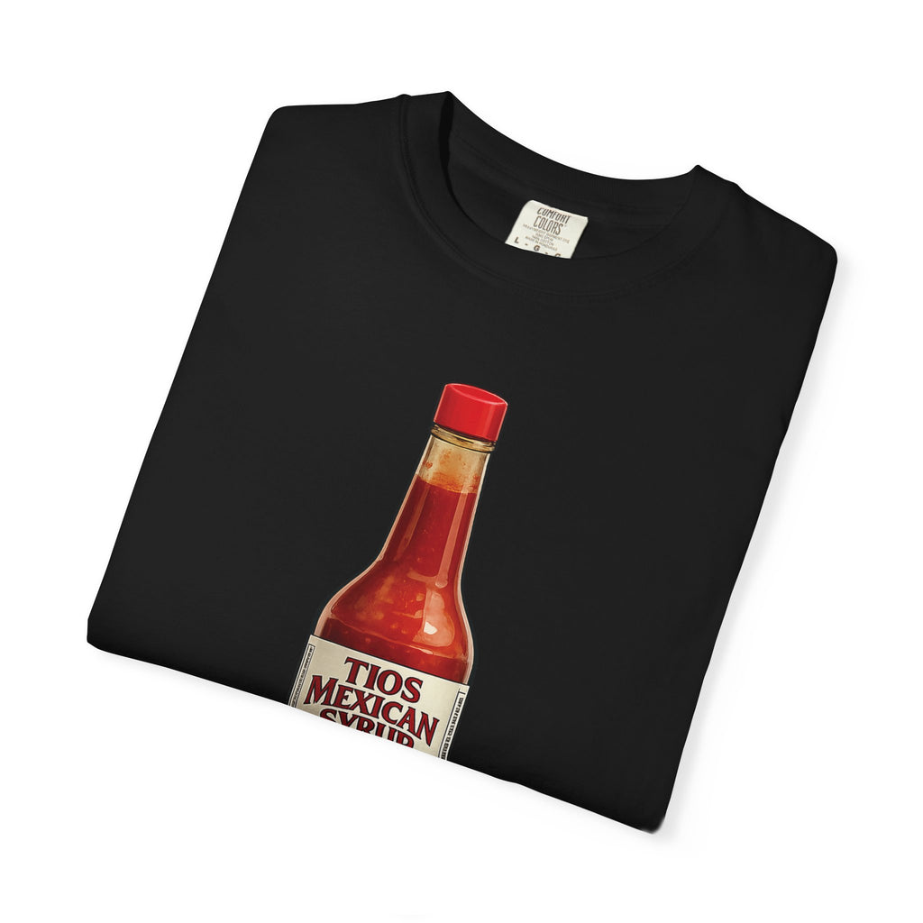 Hot Sauce T-Shirt — “El Tio Loco” Mexican Syrup Bottle Graphic Tee