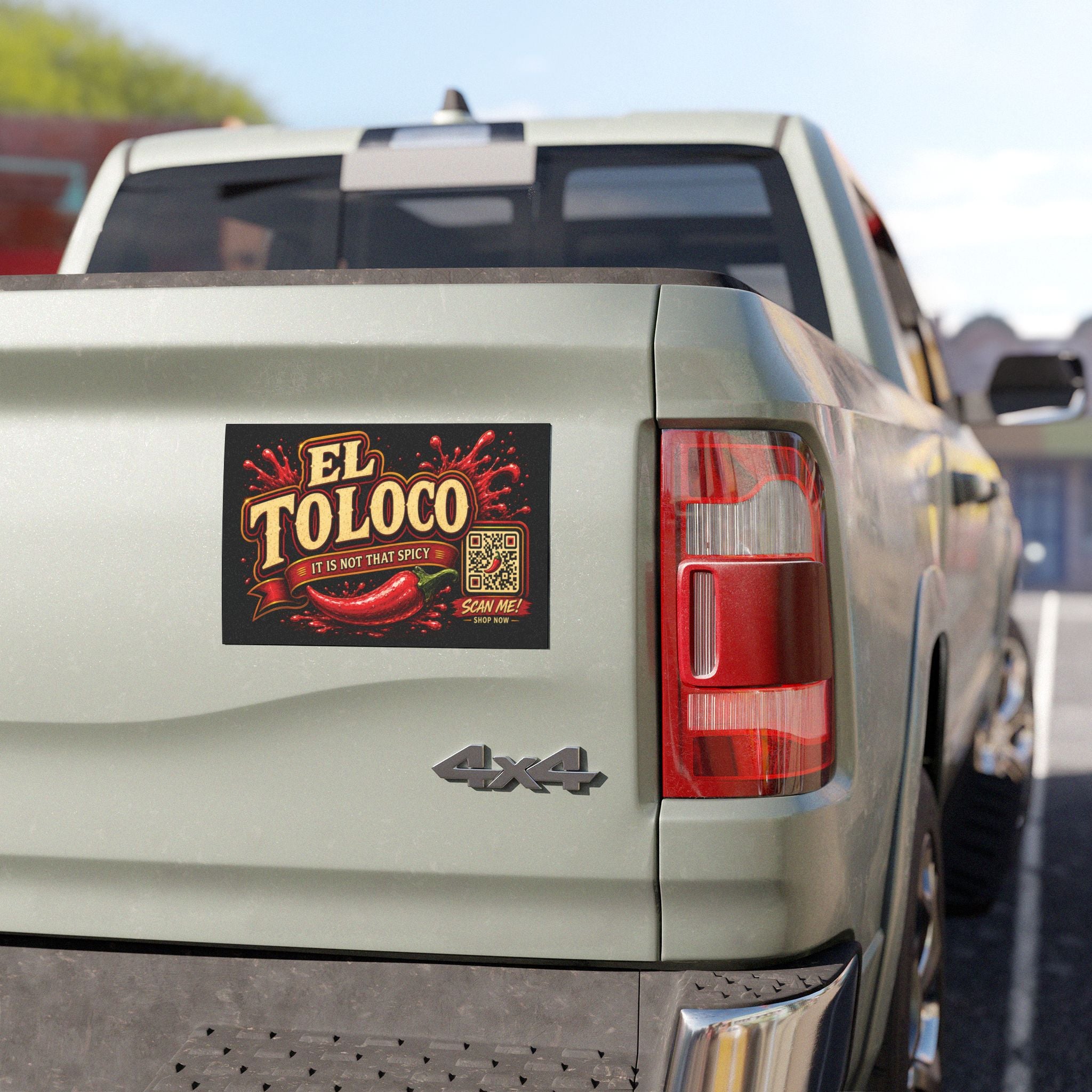 Car Magnet — 'El Toloco' Spicy Chili Logo Sticker (Scan Me QR)