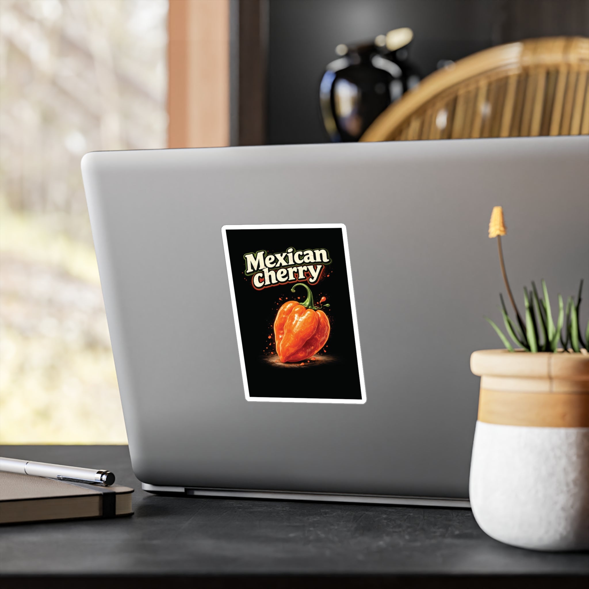 Mexican Cherry Sticker — Habanero Pepper Kiss-Cut Vinyl Decal