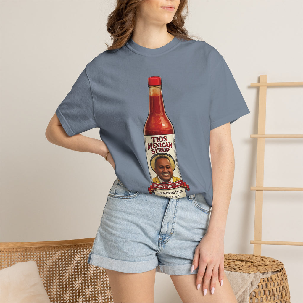 Hot Sauce T-Shirt — “El Tio Loco” Mexican Syrup Bottle Graphic Tee