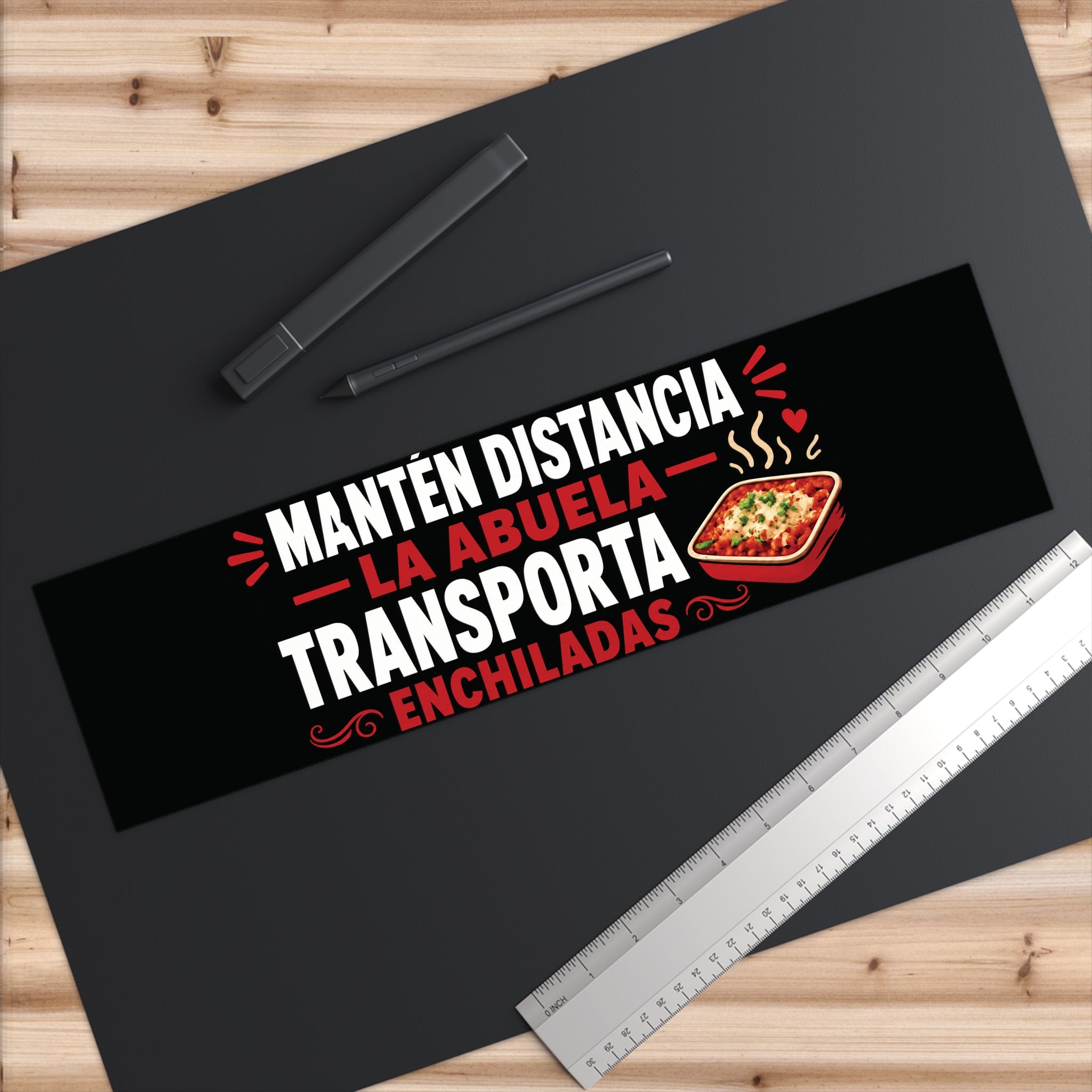 Bumper Sticker – "Mantén Distancia La Abuela Transporta Enchiladas" Funny Spanish Car Decal