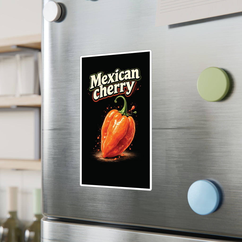 Mexican Cherry Sticker — Habanero Pepper Kiss-Cut Vinyl Decal
