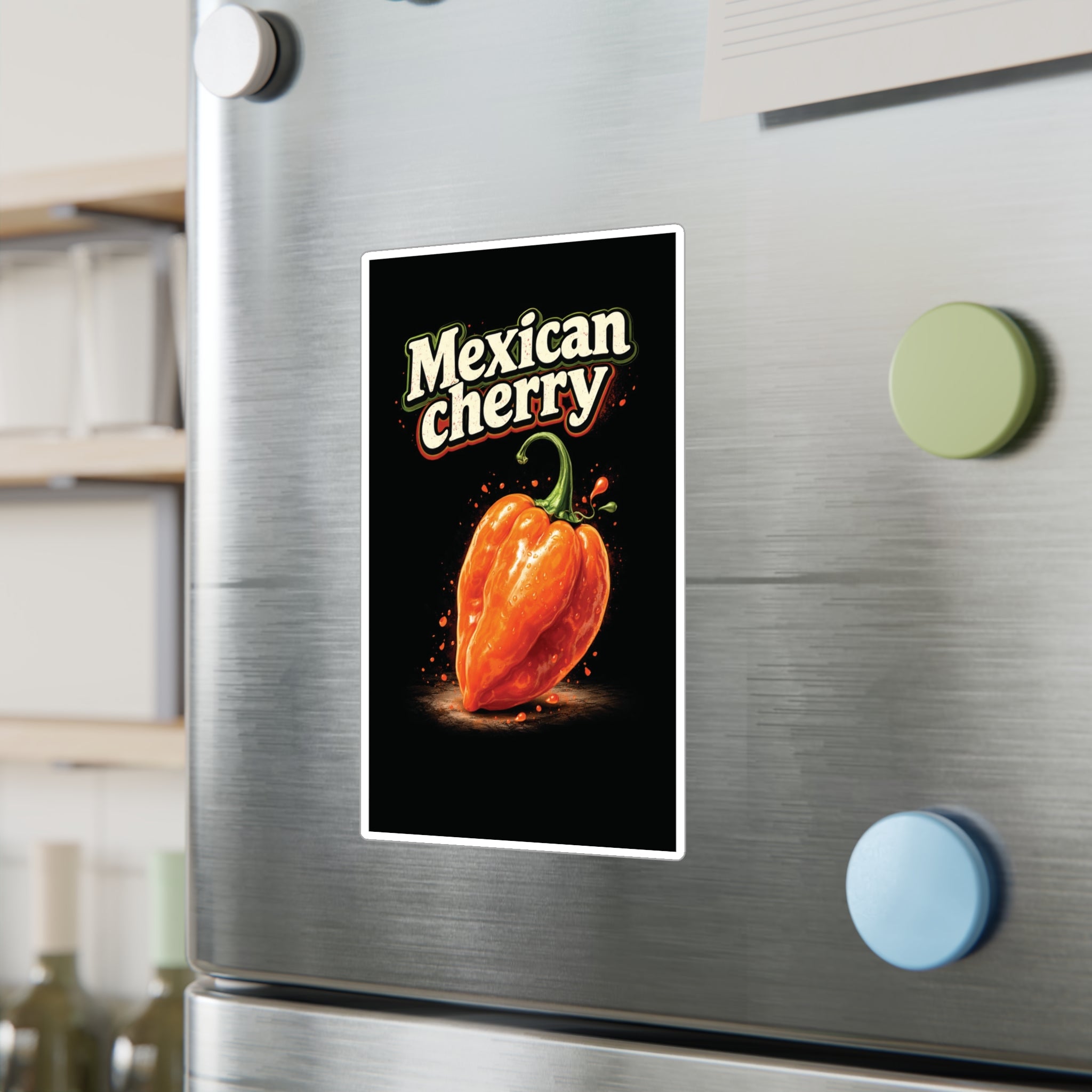 Mexican Cherry Sticker — Habanero Pepper Kiss-Cut Vinyl Decal