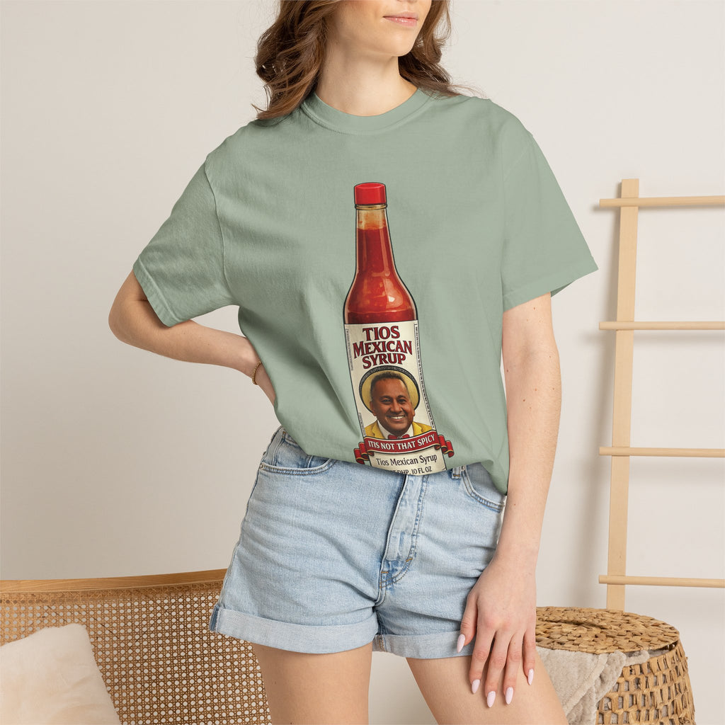 Hot Sauce T-Shirt — “El Tio Loco” Mexican Syrup Bottle Graphic Tee
