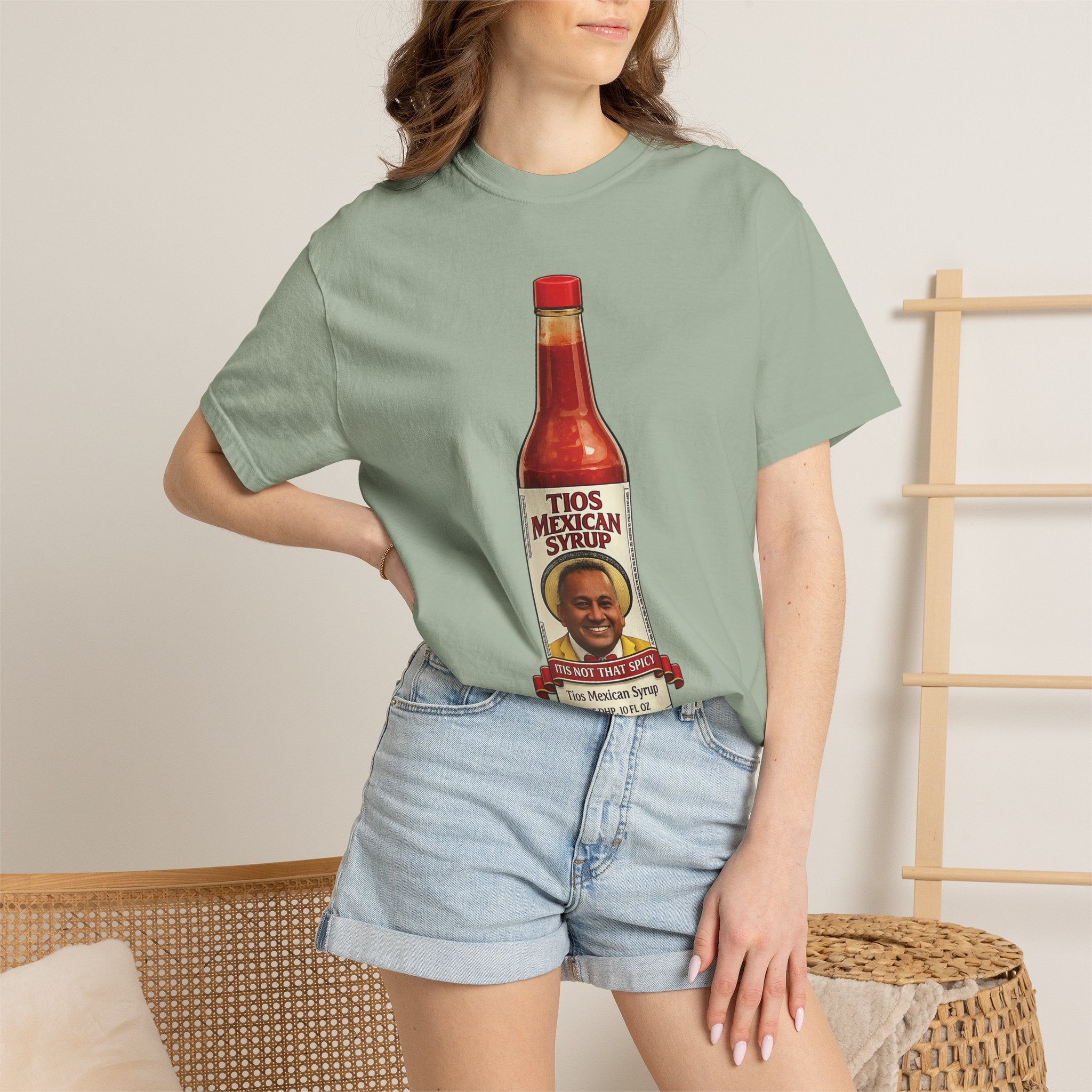 Hot Sauce T-Shirt — “El Tio Loco” Mexican Syrup Bottle Graphic Tee
