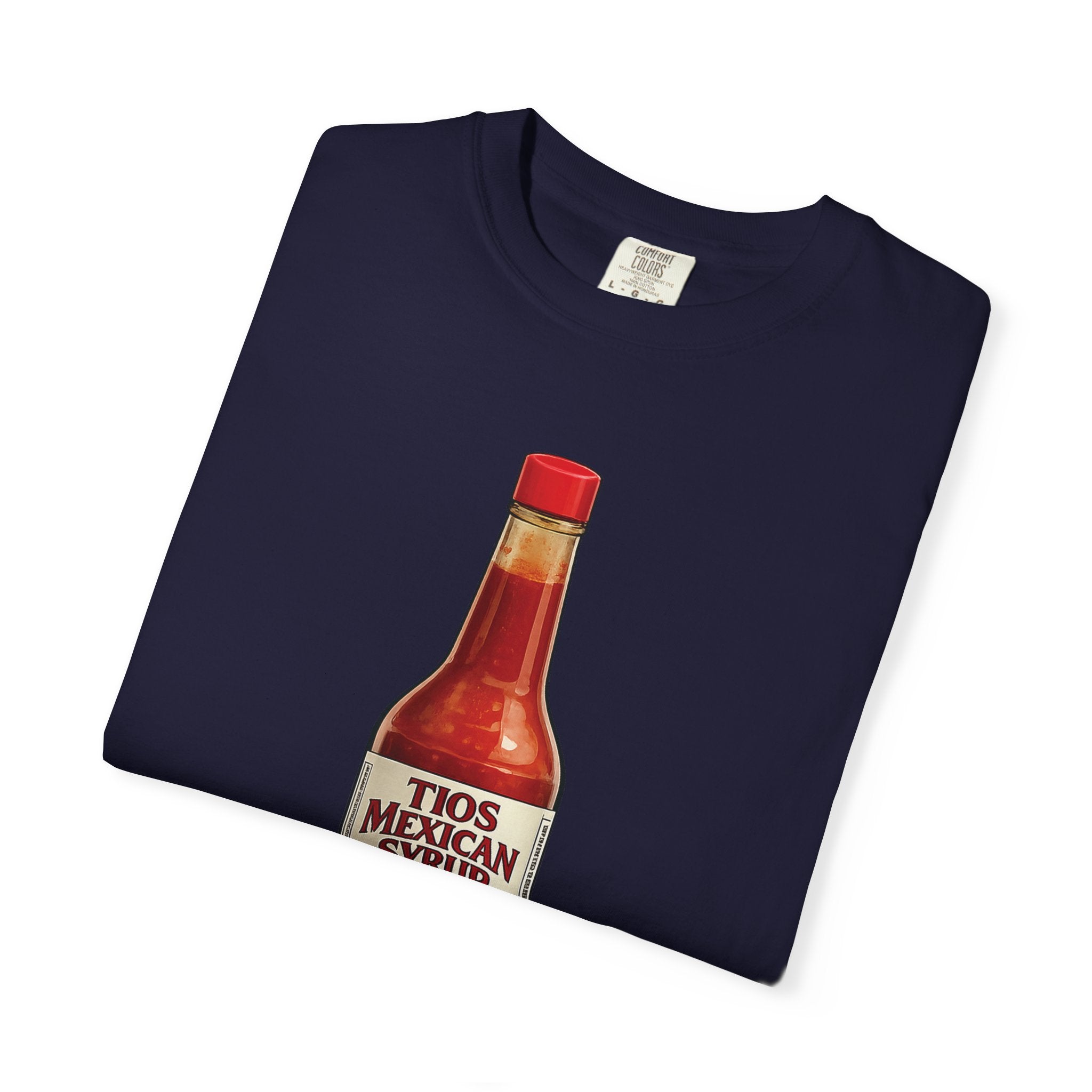 Hot Sauce T-Shirt — “El Tio Loco” Mexican Syrup Bottle Graphic Tee