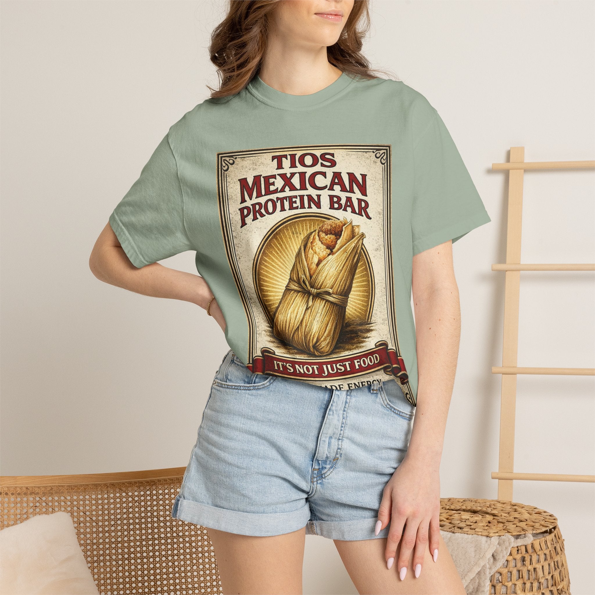 T-Shirt — "Tios Mexican Protein Bar" Vintage Tamale Design