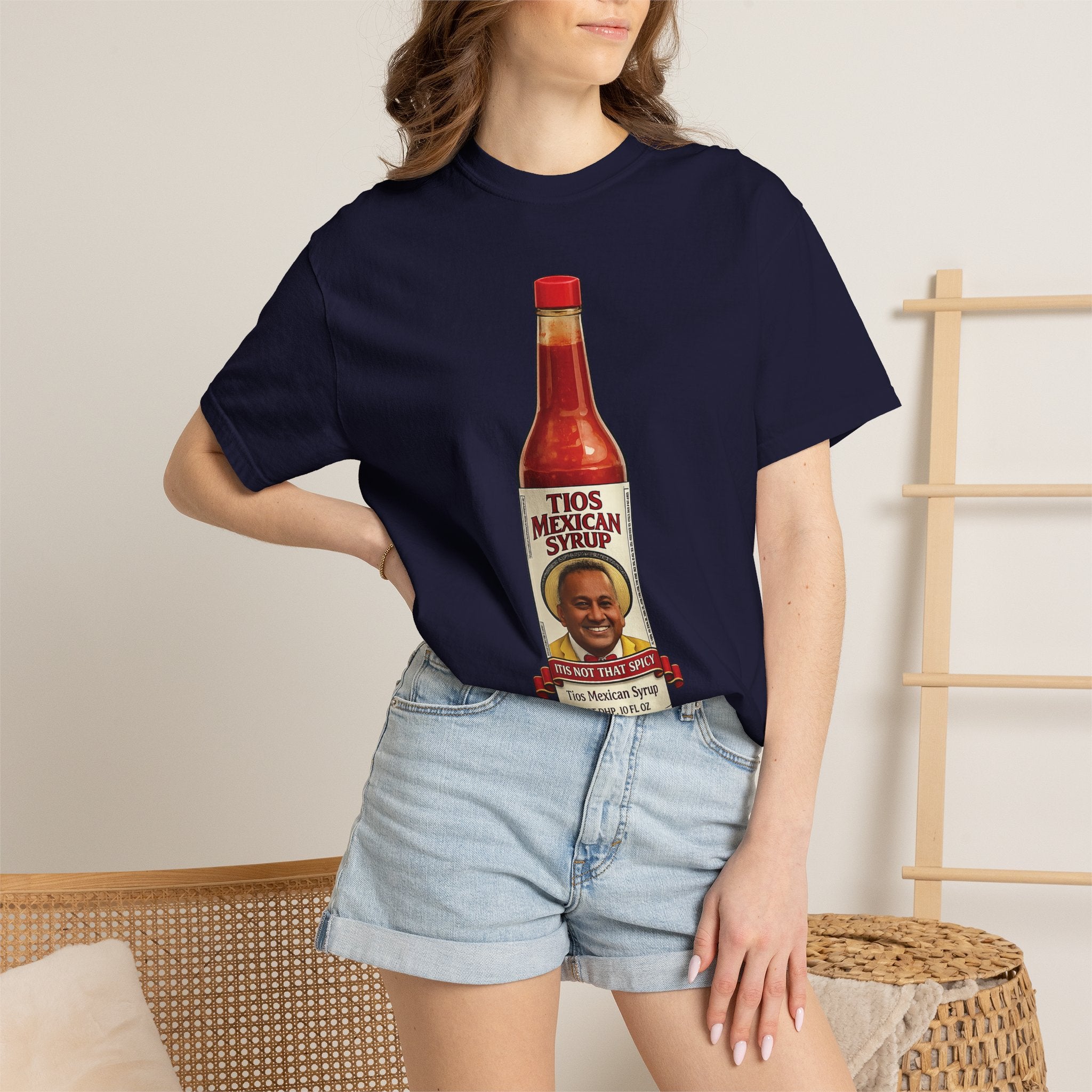 Hot Sauce T-Shirt — “El Tio Loco” Mexican Syrup Bottle Graphic Tee